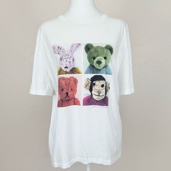 Stella McCartney 4-Square Stuffed Animal Crewneck Cotton T-Shirt Size 44 IT 8 US - Picture 1 of 16
